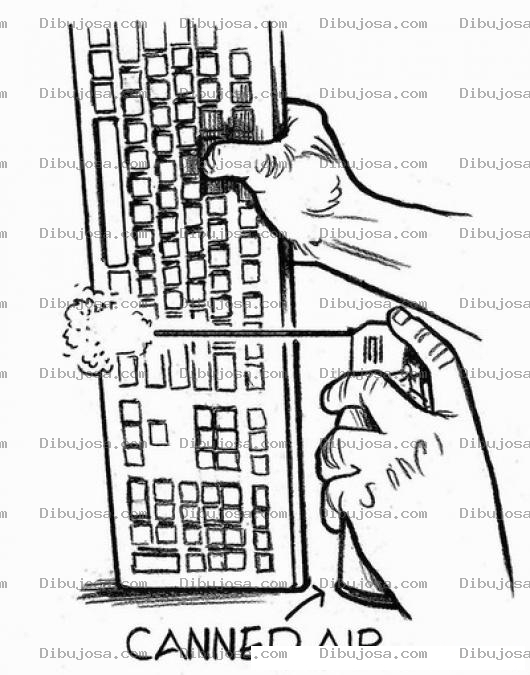 Dibujo para colorear Dibujo De Tecnico Limpiando Un Teclado De Computadora Con Spry De Aire Comprimido Para Pintar Y Colorear mantenimiento de computadoras