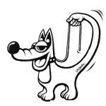 Dibujo para colorear Dibujo De Perro Paseandose Solito Para Pintar Y Colorear Perrito Con Cola De Mano