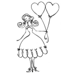Dibujo para colorear Princesa Con Ojos Cerrados Y 2 Globitos Para Pintar Y Colorear