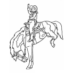 Dibujo para colorear Dibujo De Vaquera En Caballo Corcoveando Para Pintar Y Colorear caballo corcobiando