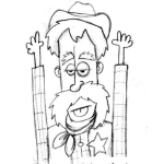 Dibujo para colorear Dibujo De Vaquero Con Las Manos Arriba Para Pintar Y Colorear