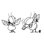 Dibujo para colorear Dibujo De Moscas Enamoradas Para Pintar Y Colorear Una Mosca Macho Regalando Un Pedacito De Popo A Una Mosca Hembra