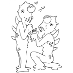 Dibujo para colorear Moustruos Enamorados Para Pintar Y Colorear Dibujo De Monstruos Enamorados Para Demostrar Que Hasta Los Feos Se Enamoran