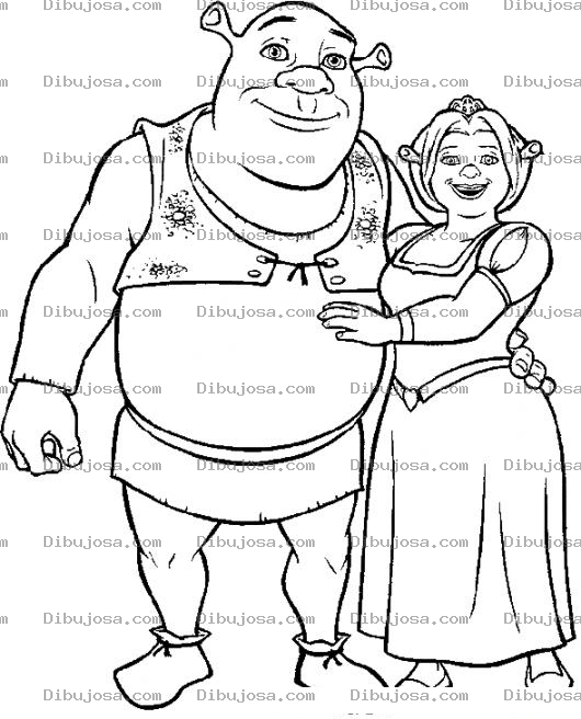 Dibujo para colorear Dibujo De Shrek Y Fiona Para Pintar Y Colorear