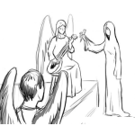 Dibujo para colorear Dibujo De Angel Tocando Guitarra Para Pintar Y Colorear