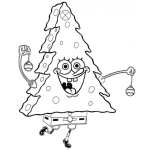 Dibujo para colorear Dibujo De Bob Esponja Disfrazado De Arbolito De Navidad Para Pintar Y Colorear