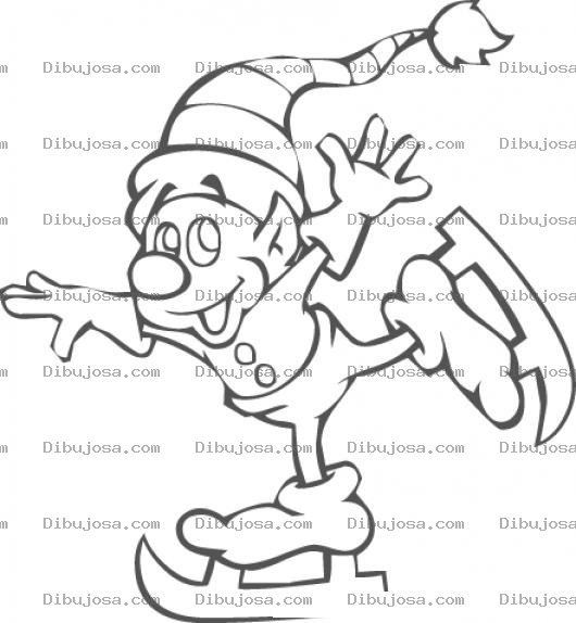 Dibujo para colorear Duende De Santa Patinando En Navidad Para Pintar Y Colorear Elfo Con Patines