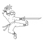 Dibujo para colorear Dibujo De Ninja Con Espada Y Extrella Para Pintar Y Colorear
