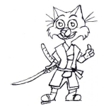 Dibujo para colorear Dibujo De Gato Samurai Con Espada Para Pintar Y Colorear