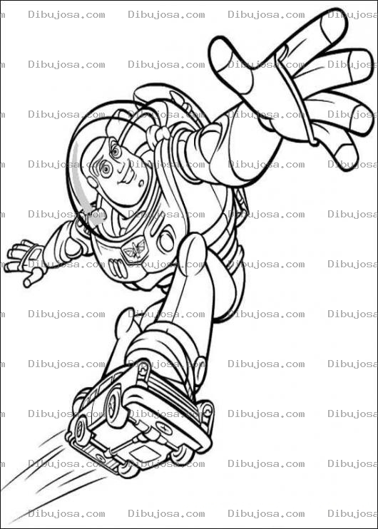 Dibujo para colorear Buzz lightyear en Patineta para Colorear