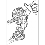 Dibujo para colorear Buzz lightyear en Patineta para Colorear