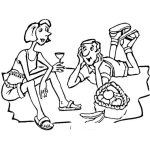 Dibujo para colorear Dibujo De Pareja De Picnic Para Pintar Y Colorear
