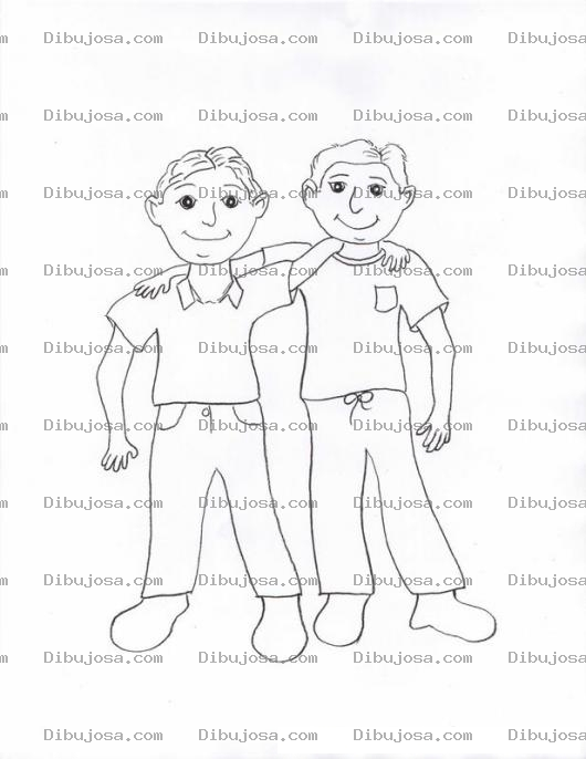 Dibujo para colorear Mejores Amigos Dibujo De Dos Buenos Amigos Como Hermanos Para Pintar Y Colorear