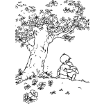 Dibujo para colorear Dibujo Winnie Pooh Con Un Nino Para Pintar Y Colorear