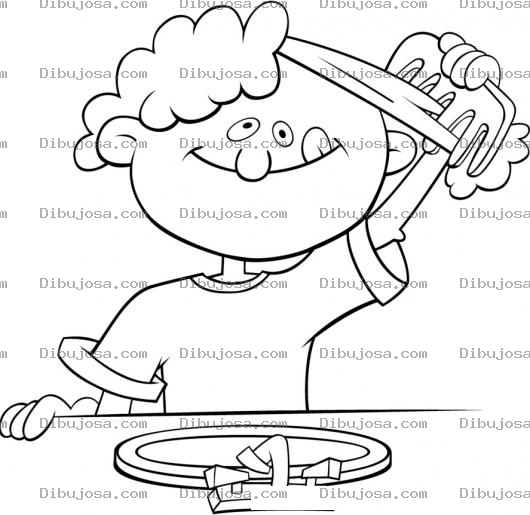 Dibujo para colorear Dibujo De Nino Peinandose El Pelo Con Un Peine Para Pintar Y Colorear