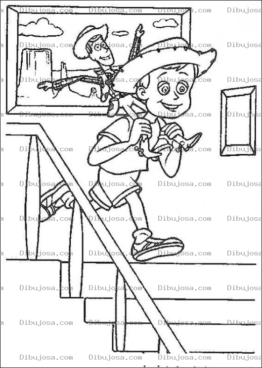 Dibujo para colorear Andy con Woody para colorear