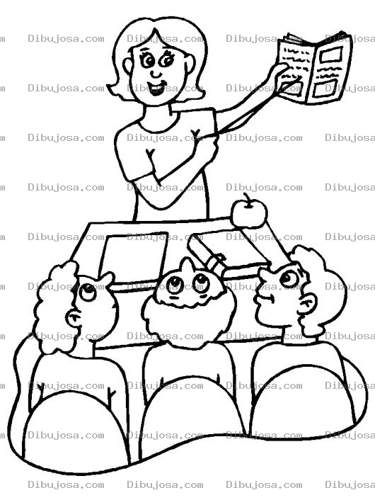Dibujo para colorear Maestra De Escuela Para Pintar Y Colorear Profesora De Colegio Dando Clases A 3 Alumnos