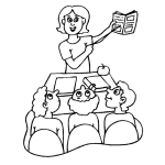 Dibujo para colorear Maestra De Escuela Para Pintar Y Colorear Profesora De Colegio Dando Clases A 3 Alumnos