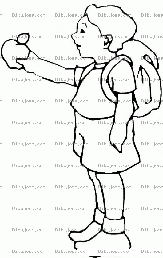 Dibujo para colorear Dibujo De Alumno Culebra Con Una Manzana Para Pintar Y Colorear