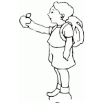 Dibujo para colorear Dibujo De Alumno Culebra Con Una Manzana Para Pintar Y Colorear