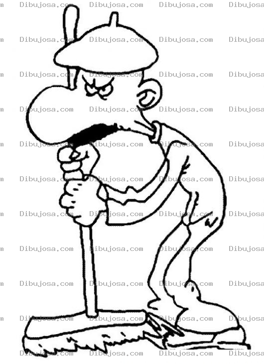 Dibujo para colorear Barrendero Bravo Dibujo De Hombre Barriendo El Piso Bien Enojado Para Pintar Y Colorear