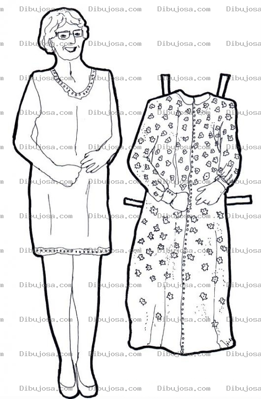 Dibujo para colorear Dibujo Recortable De Abuelita Con Vestido Para Imprimir Colorear Y Recortar