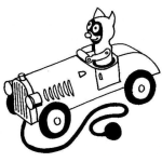Dibujo para colorear Dibujo De Juguete de Batmat Y El Batimobil Para Pintar Y Colorear