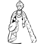 Dibujo para colorear Dibujo De Reina Con Abrigo Para Pintar Y Colorear A La Reyna con Perlas y Joyas