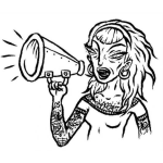 Dibujo para colorear Dibujo De Mujer Tatuada Con Megafono Para Pintar Y Colorear Senora Con Tatuajes En Todo El Cuerpo