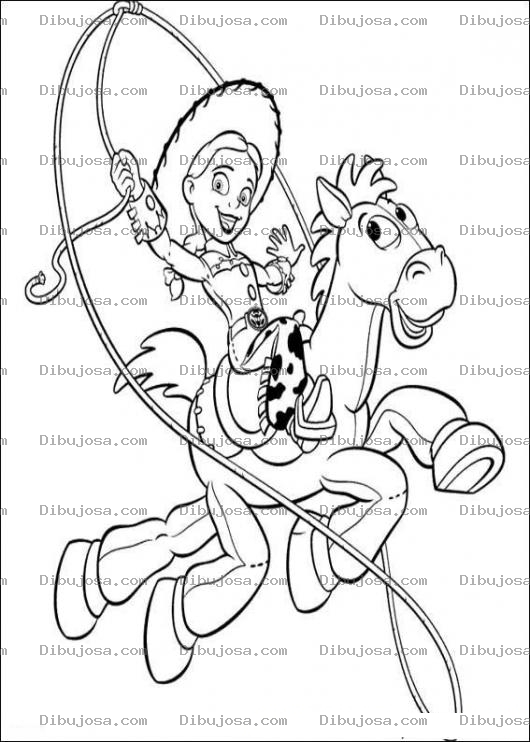 Dibujo para colorear Colorear Vaquerita de ToyStory Lazando