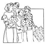 Dibujo para colorear Dibujo De Familia Con Regalos De Navidad Para Pintar Y Colorear
