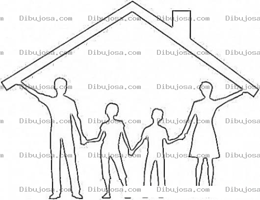 Dibujo para colorear Dibujo De Familia Sosteniendo El Techo De Una Casa Para Pintar Y Colorear Familia Formando Un Casa