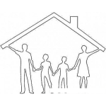 Dibujo para colorear Dibujo De Familia Sosteniendo El Techo De Una Casa Para Pintar Y Colorear Familia Formando Un Casa