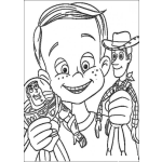 Dibujo para colorear Colorear a Andy con Woody y con Buzz Lightyeas
