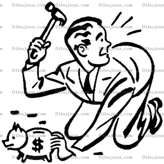 Dibujo para colorear Retiro De Ahorros Dibujo De Hombre Sin Dinero Partiendo Su Alcancia Para Pintar Y Colorear Recesion Y Tiempos Dificiles