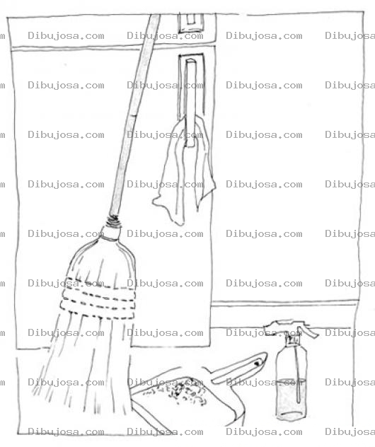 Dibujo para colorear Escoba Limpia Vidrios E Implementos De Limpieza Para Pintar Y Colorear