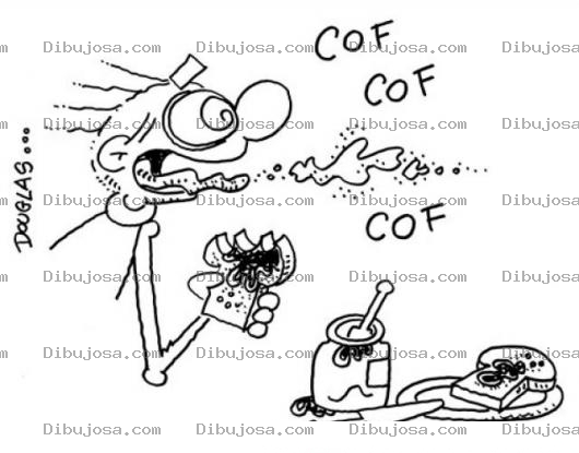Dibujo para colorear Tos Seca Dibujo De Hombre Tosiendo Por Aspirar Migas De Pan Tostado Para Pintar Y Colorear Cof Cof Cof