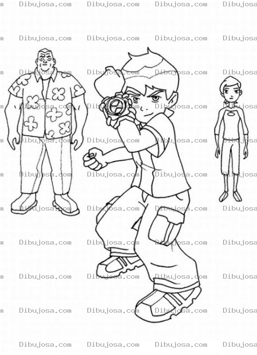 Dibujo para colorear Pintar a Ben 10 con su familia