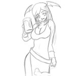 Dibujo para colorear Dibujo De Chica Con Orejas De Alas De Murcielago Para Pintar Y Colorear