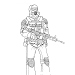 Dibujo para colorear Dibujo De Soldado De Guerra Quimica Con Mascara De Oxigeno Para Pintar Y Colorear
