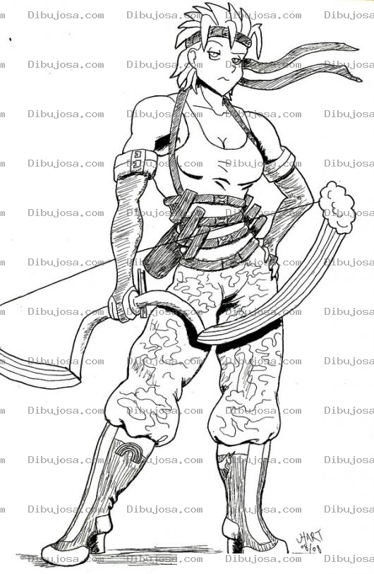 Dibujo para colorear Dibujo De La Novia De Rambo Para Pintar Y Colorear Arquera Chica Guerrera Con Arco De Flechas Y Pantalon Militar