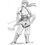 Dibujo para colorear Dibujo De La Novia De Rambo Para Pintar Y Colorear Arquera Chica Guerrera Con Arco De Flechas Y Pantalon Militar