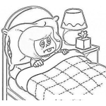 Dibujo para colorear Gripe Catarro Y Tos Dibujo De Nina Enferma De Gripe Acostada En Cama Con Kleenex Para Pintar Y Colorear