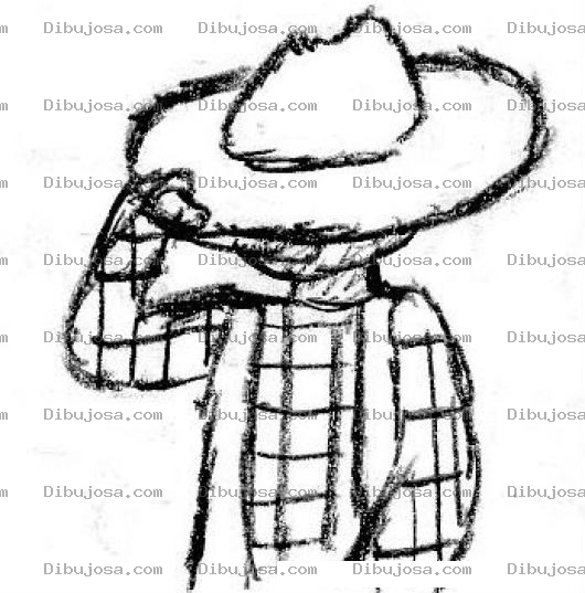 Dibujo para colorear Dibujo De Campesino Con Sombrero De Paja Y Camisa De Cuadros De Franela Para Pintar Y Colorear