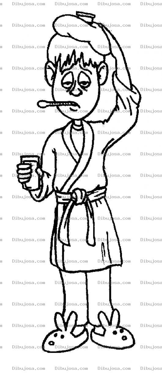 Dibujo para colorear Dibujo De Chico Enfermo Para Pintar Y Colorear Hombre Enfermo En Su Casa