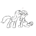 Dibujo De Ponis Enamorados Para Pintar Y Colorear Pony Dando Un Besito