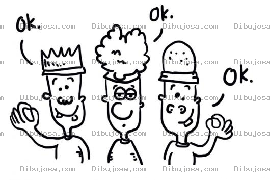 Dibujo para colorear Ok Ok Ok Dibujo De 3 Amigos Deacuerdo Diciendo Okokok Para Pintar Y Colorear
