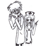 Dibujo para colorear Dibujo De Medico Loco Con Enfermera Para Pintar Y Colorear