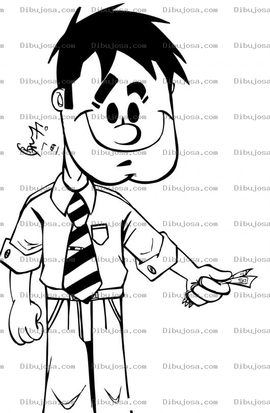 Dibujo para colorear 2 Billetes Dibujo De Un Hombre Con Dos Billetes Para Pintar Y Colorear