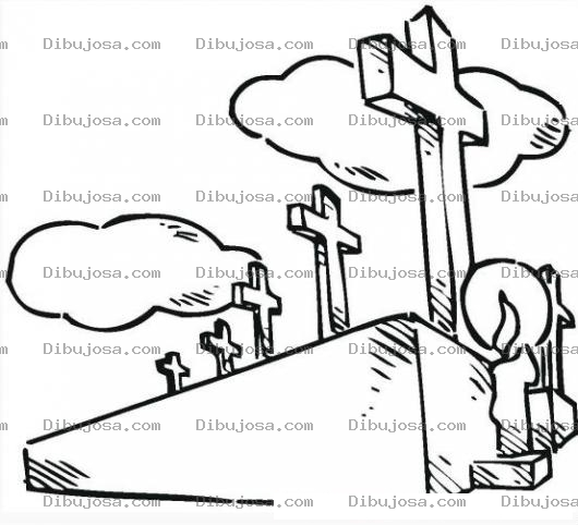 Dibujo para colorear Cementerios Y Campos Santos Dibujo De Cruces En Tumbas De Cementerio Para Pintar Y Colorear
